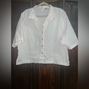 Chico’s‎ pink linen button up short sleeve top size 14